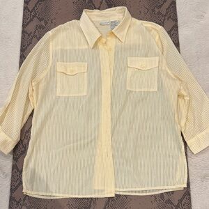 White Stag Sheer Pale Yellow Button-Down Shirt